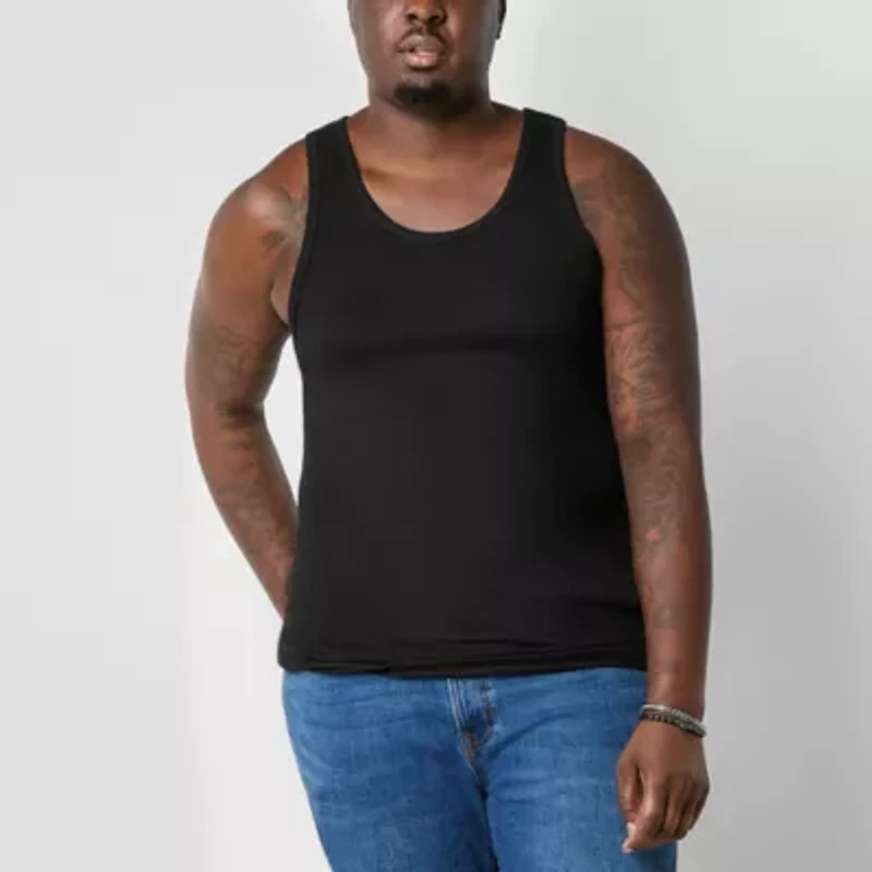 Arizona Mens Round Neck Sleeveless Big and Tall Tank Top