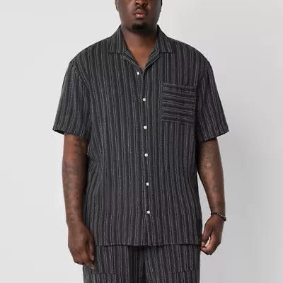 Arizona Mens Short Sleeve Regular Fit Big and Tall Button-Down Shirt
