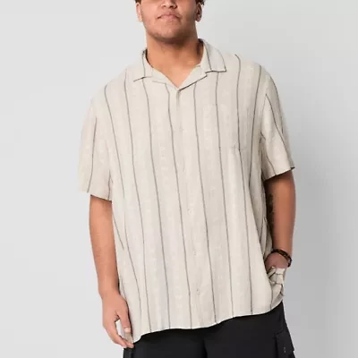 Arizona Mens Short Sleeve Fitted Classic Fit Big and Tall Button-Down Shirt