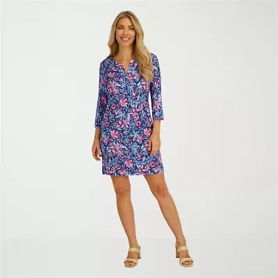 Stella Parker Womens Tropical Floral Knit Dress Swimsuit Cover-Up