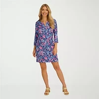 Stella Parker Womens Tropical Floral Knit Dress Swimsuit Cover-Up