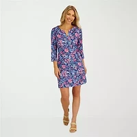 Stella Parker Womens Tropical Floral Knit Dress Swimsuit Cover-Up