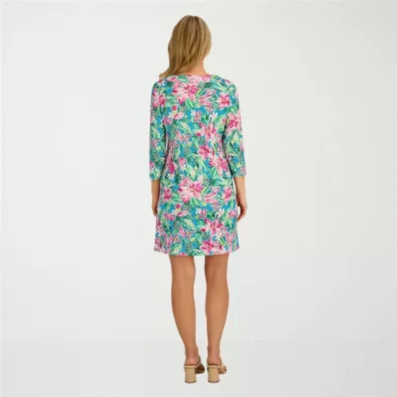 Stella Parker Womens Tropical Knit Dress Swimsuit Cover-Up