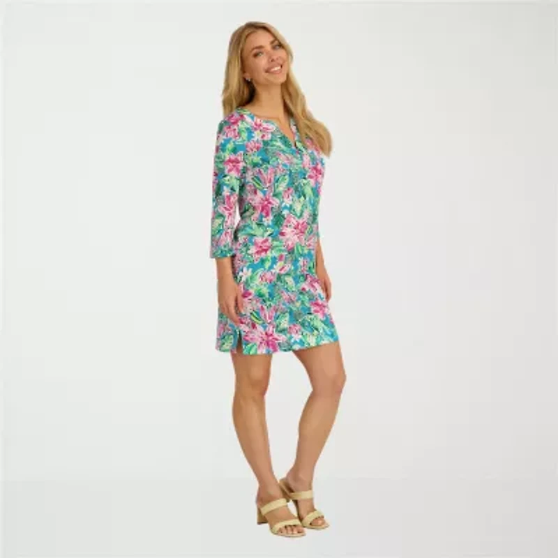 Stella Parker Womens Tropical Knit Dress Swimsuit Cover-Up