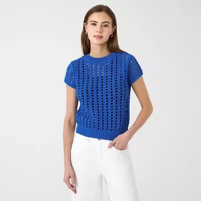 RM Rebecca Minkoff Womens Crew Neck Short Sleeve Pullover Sweater