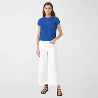 RM Rebecca Minkoff Womens Crew Neck Short Sleeve Pullover Sweater