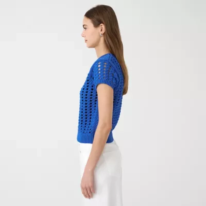 RM Rebecca Minkoff Womens Crew Neck Short Sleeve Pullover Sweater