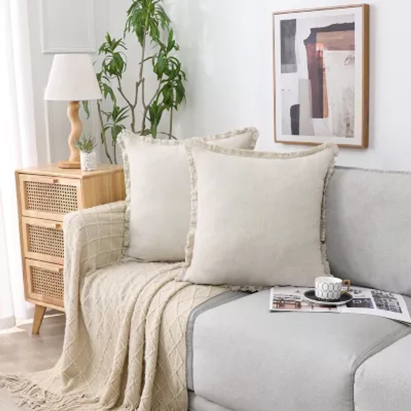 Linen Blend 20x20 Square Throw Pillow