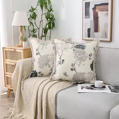 Regal Home Print Linen Poly Blend 20x20 Square Throw Pillow