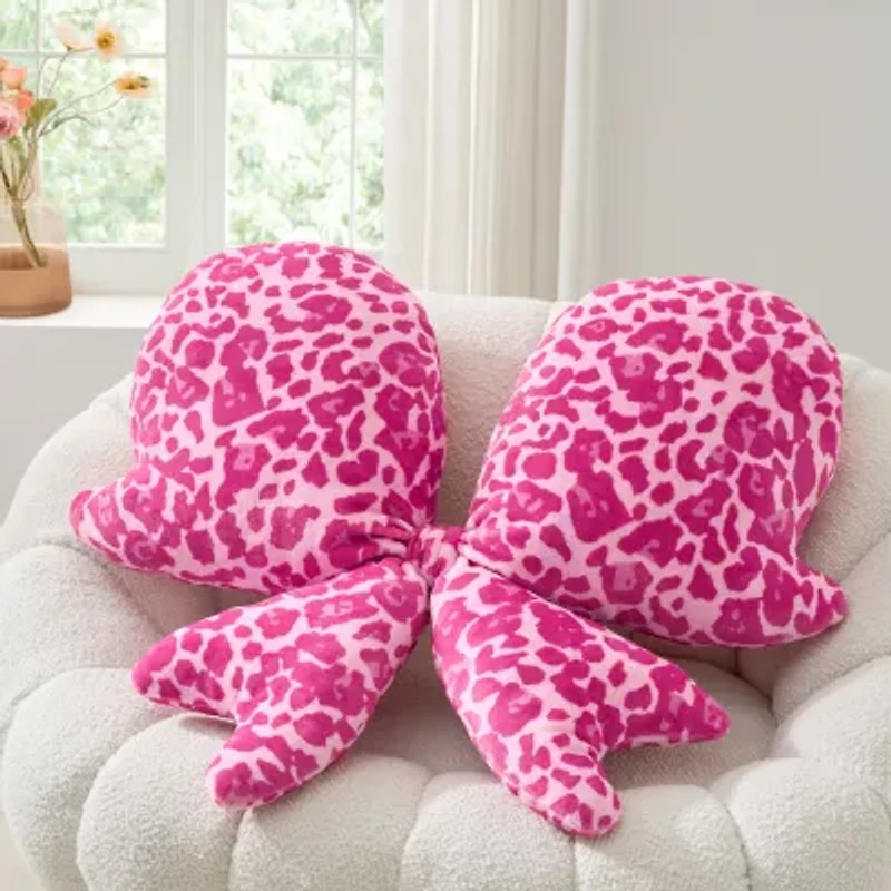 Novelty Pink Bow Throw Pillow