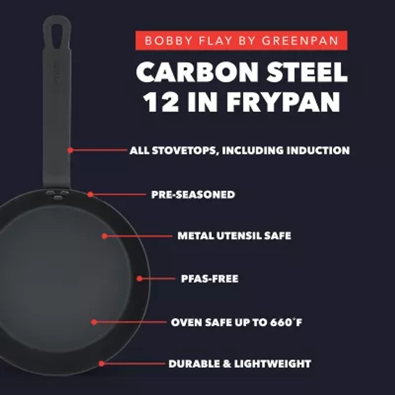 Bobby Flay By Greenpan Carbon Steel 12" Frying Pan
