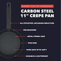 Bobby Flay By Greenpan Carbon Steel 11" Frying Pan