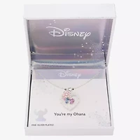 Disney Classics Womens Cubic Zirconia Pure Silver Over Brass Heart 16 Inch Pendant Necklace