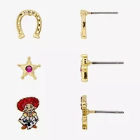 Disney Classics Womens Cubic Zirconia 10K Gold Over Brass Star Toy Story 3 Pair Earring Set