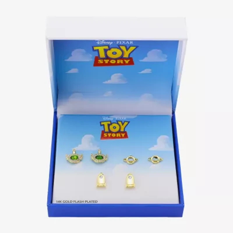 Disney Classics Alien Rocket Womens Crystal 10K Gold Over Brass Toy Story 3 Pair Earring Set
