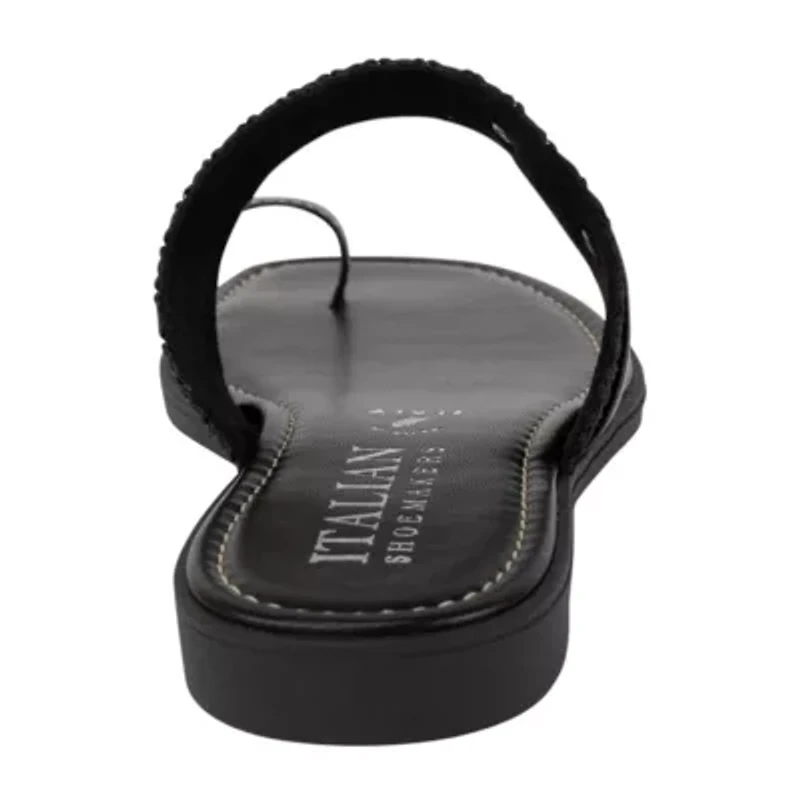 Italian Shoemakers Womens Toe Ring Strap Flat Sandals