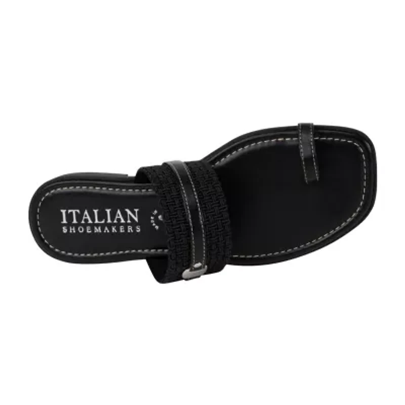 Italian Shoemakers Womens Toe Ring Strap Flat Sandals