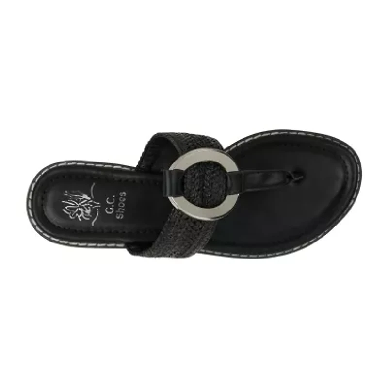 Gc Shoes Womens Jovie  Woven Thong Sandal Flat Sandals