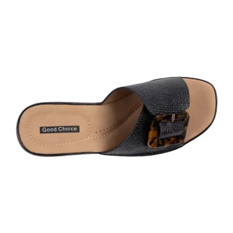 GC Shoes Womens Teri Woven Buckle Wedge Sandals