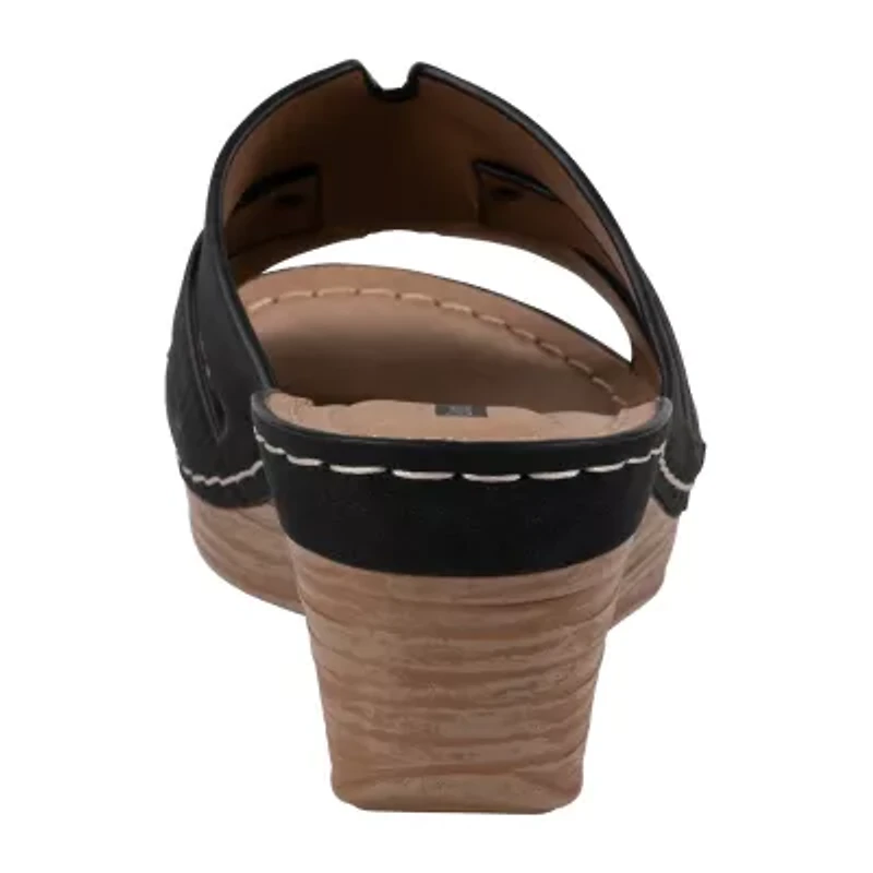 GC Shoes Womens Molane Buckled Wedge Sandals