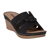 GC Shoes Womens Molane Buckled Wedge Sandals