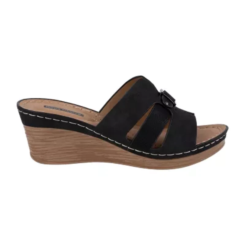 GC Shoes Womens Molane Buckled Wedge Sandals