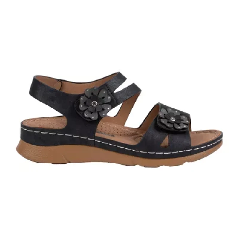 GC Shoes Womens Cadance Floral Wedge Sandals