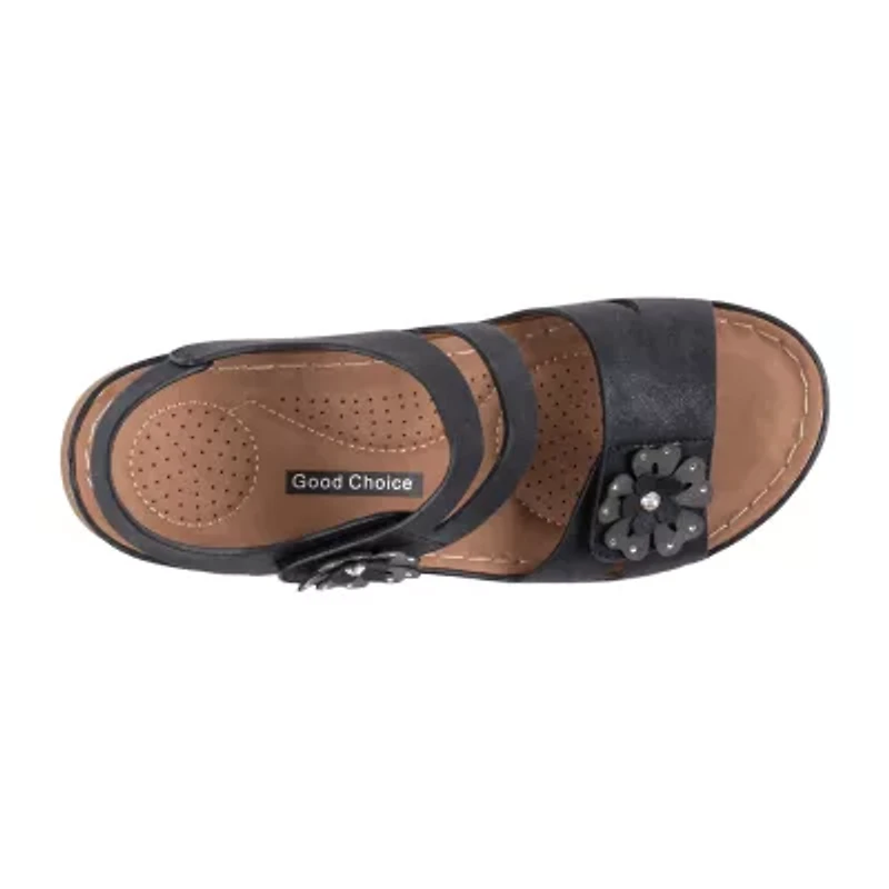 GC Shoes Womens Cadance Floral Wedge Sandals