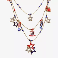 Mixit 4th Of July Layered Womens 18 Inch Strand Necklace