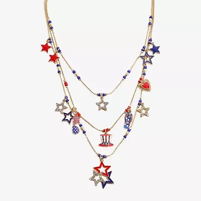 Mixit 4th Of July Layered Womens 18 Inch Strand Necklace