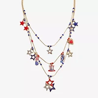 Mixit 4th Of July Layered Womens 18 Inch Strand Necklace
