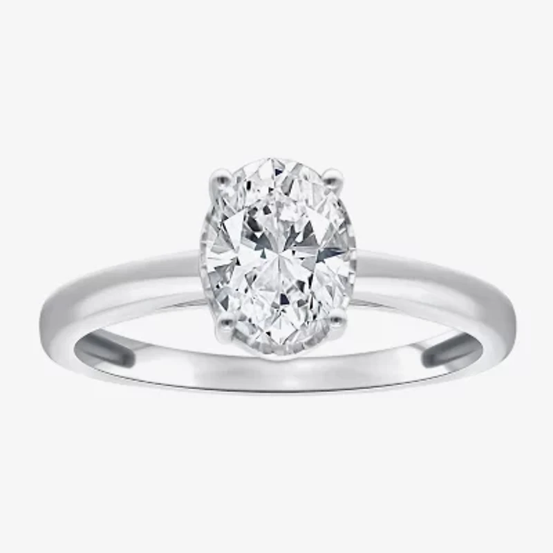 (I / Si2) Womens 1 CT. Lab Grown White Diamond Oval Solitaire Engagement Ring