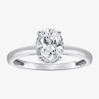 (I / Si2) Womens 1 CT. Lab Grown White Diamond Oval Solitaire Engagement Ring