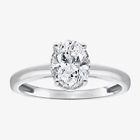 (I / Si2) Womens 1 CT. Lab Grown White Diamond Oval Solitaire Engagement Ring