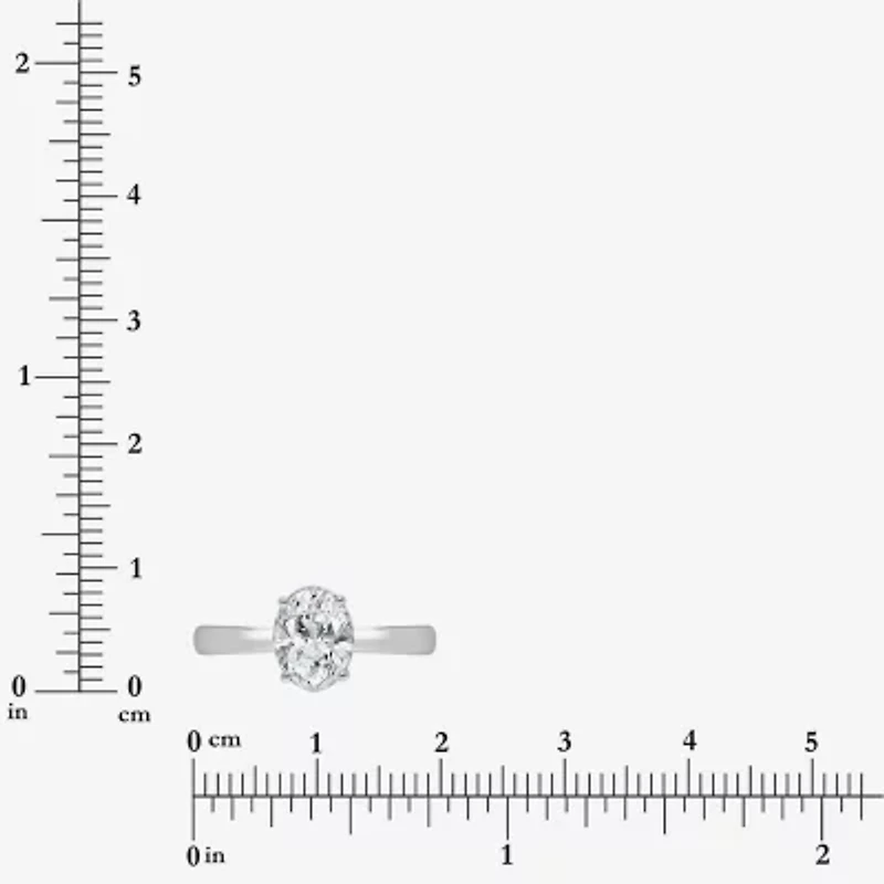 (I / Si2) Womens 1 CT. Lab Grown White Diamond Oval Solitaire Engagement Ring