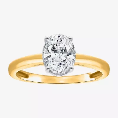 (I / Si2) Womens 1 CT. Lab Grown White Diamond Oval Solitaire Engagement Ring