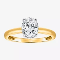 (I / Si2) Womens 1 CT. Lab Grown White Diamond Oval Solitaire Engagement Ring