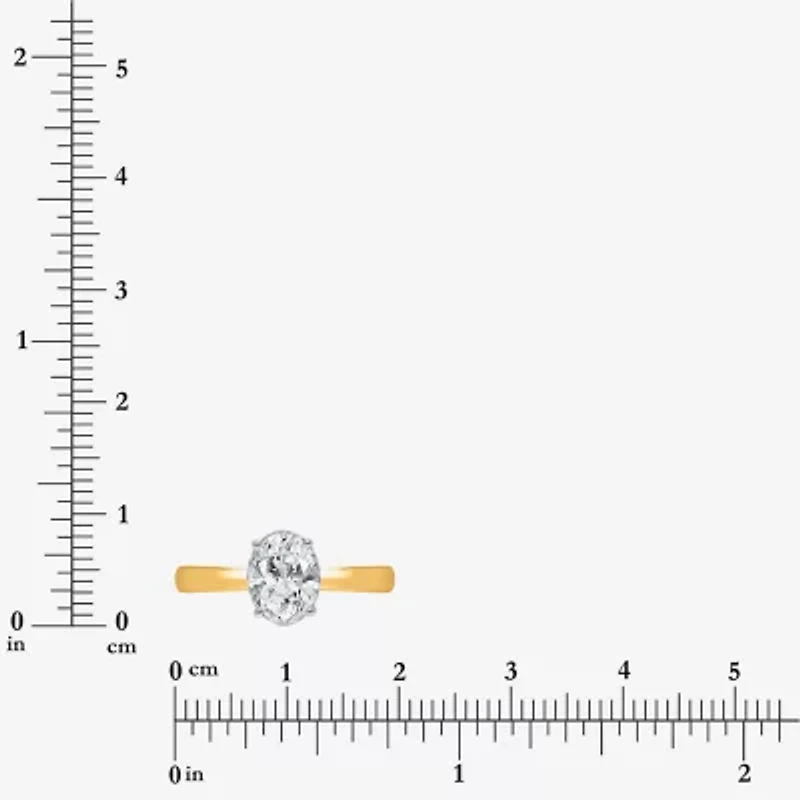 (I / Si2) Womens 1 CT. Lab Grown White Diamond Oval Solitaire Engagement Ring