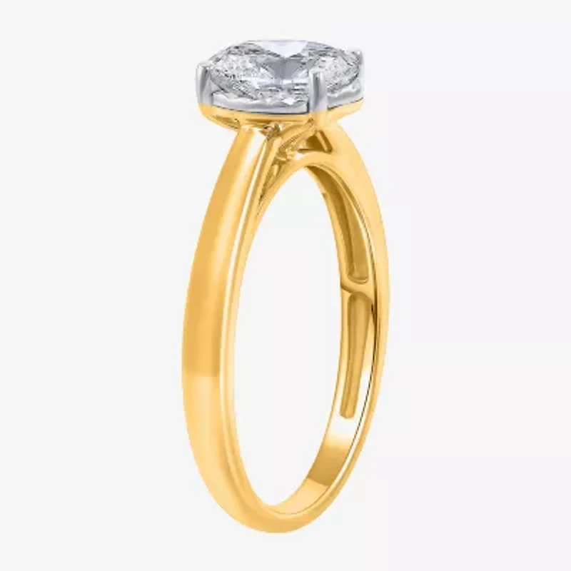 (I / Si2) Womens 1 CT. Lab Grown White Diamond Oval Solitaire Engagement Ring