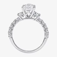 Love Lives Forever (I / I1) Womens 3 1/2 CT. T.W Lab Grown White Diamond 14K Gold Oval Side Stone 3-Stone Engagement Ring