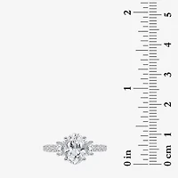 Love Lives Forever (I / I1) Womens 3 1/2 CT. T.W Lab Grown White Diamond 14K Gold Oval Side Stone 3-Stone Engagement Ring