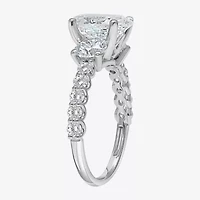Love Lives Forever (I / I1) Womens 3 1/2 CT. T.W Lab Grown White Diamond 14K Gold Oval Side Stone 3-Stone Engagement Ring