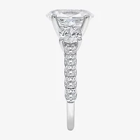 Love Lives Forever (I / I1) Womens 3 1/2 CT. T.W Lab Grown White Diamond 14K Gold Oval Side Stone 3-Stone Engagement Ring