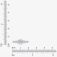 (I / Si2) Womens 1 CT. T.W. Lab Grown White Diamond Sterling Silver Oval Side Stone Engagement Ring