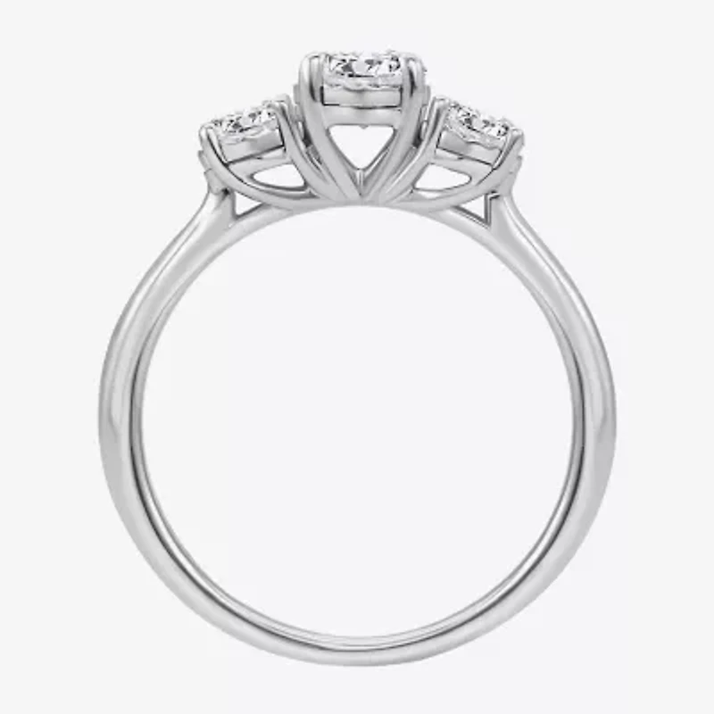 (I / Si2) Womens 1 CT. T.W. Lab Grown White Diamond Sterling Silver Round 3-Stone Engagement Ring
