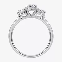 (I / Si2) Womens 1 CT. T.W. Lab Grown White Diamond Sterling Silver Round 3-Stone Engagement Ring