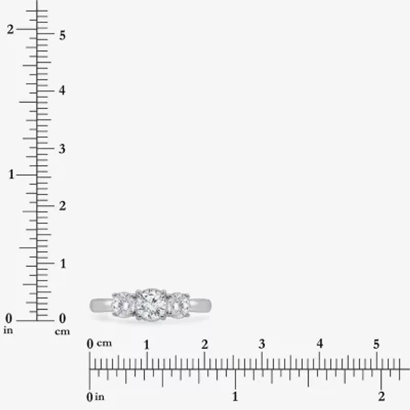 (I / Si2) Womens 1 CT. T.W. Lab Grown White Diamond Sterling Silver Round 3-Stone Engagement Ring