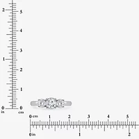 (I / Si2) Womens 1 CT. T.W. Lab Grown White Diamond Sterling Silver Round 3-Stone Engagement Ring