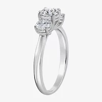 (I / Si2) Womens 1 CT. T.W. Lab Grown White Diamond Sterling Silver Round 3-Stone Engagement Ring