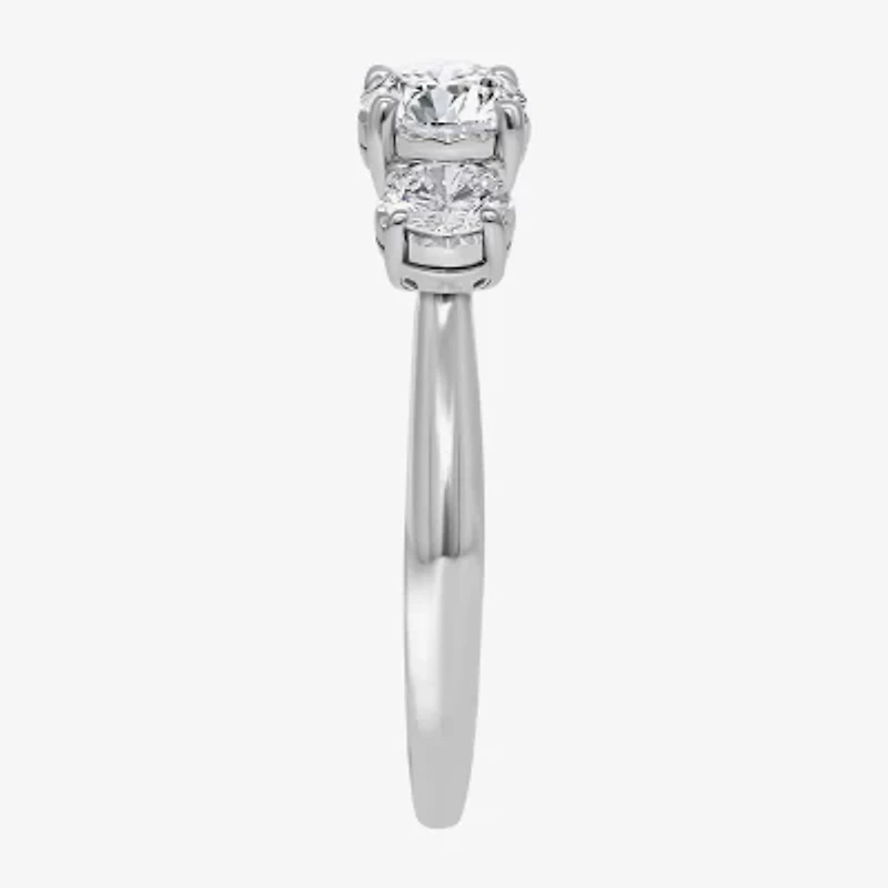 (I / Si2) Womens 1 CT. T.W. Lab Grown White Diamond Sterling Silver Round 3-Stone Engagement Ring